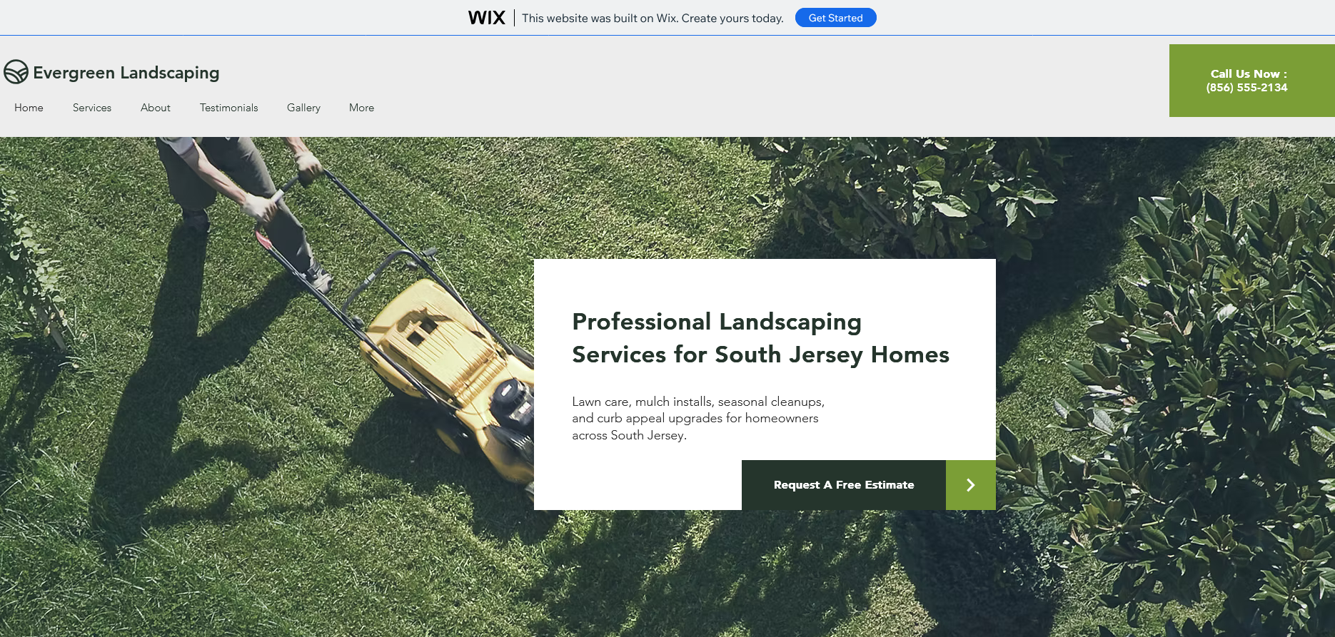 Landscaping website design example for South Jersey contractor