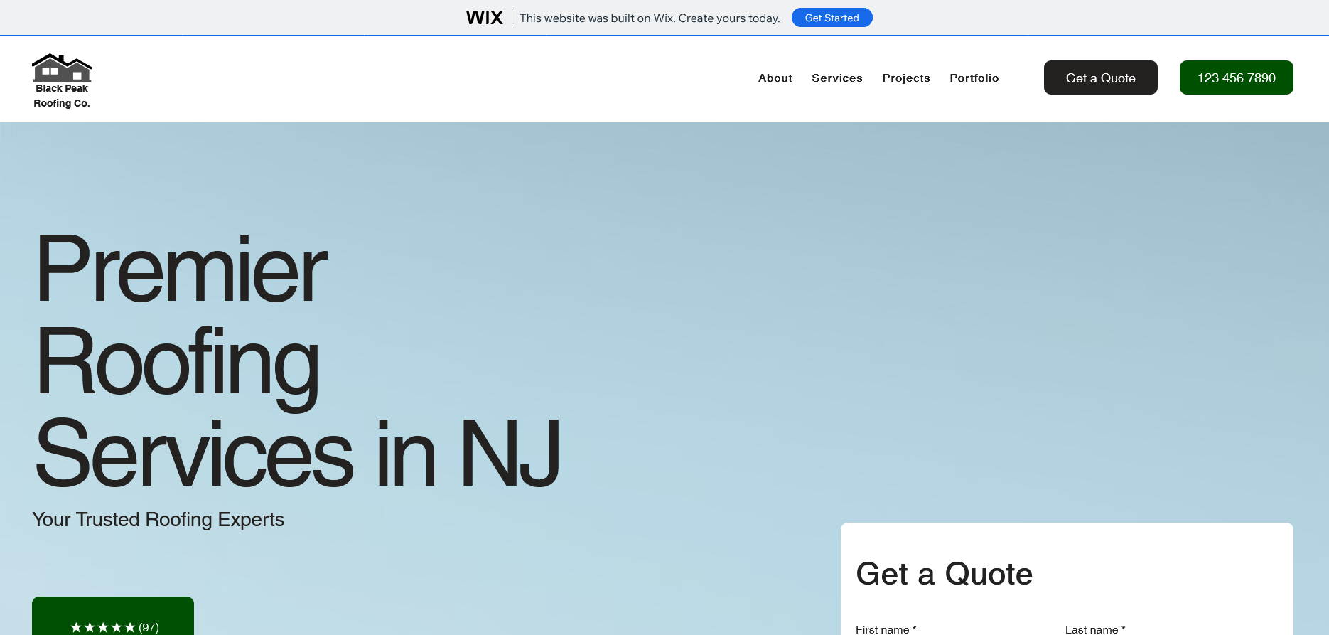 Roofing website design example for South Jersey roofing contractor